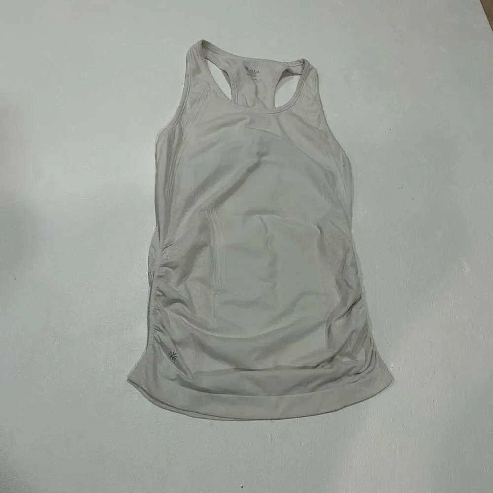 Athleta Gray Ruched Racerback Tank Top Size S | Seamless Performance Activewear